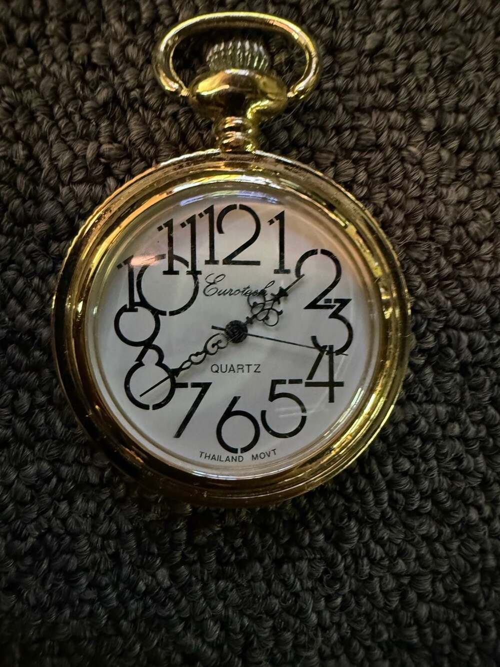 Eurotech Quartz Gold-Tone Engraved Floral Pocket Watch